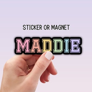 Varsity name sticker Personalized name stickers Custom Name Stickers Preppy name kids name stickers Water bottle name custom magnet gift