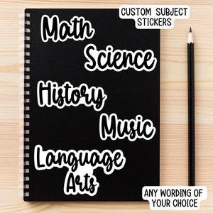 Custom School Subject Label Stickers Notebook Student School Books Back To School Personalized Subject Labels Math science history