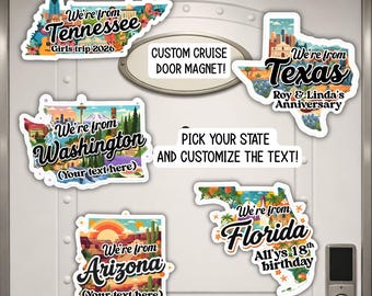 Personalized state Magnet: Cruise Cabin Door Decoration, Family Vacation name magnet, locker magnet