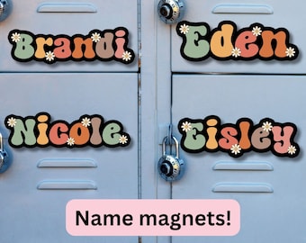 School locker magnet Custom name Magnet personalized magnet name magnet locker magnet fridge magnet kids name magnet locker decor Retro