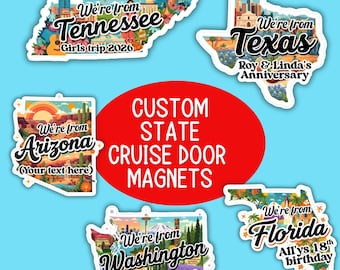 Personalized State Magnet: Cruise Door Decoration, Custom text Magnet Family vacation