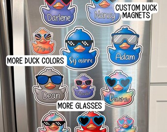 Personalized Rubber Duck Magnet, Custom Name Cruise Stateroom Decor, sunglasses