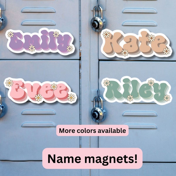 Locker name magnet, Custom name Magnet, personalized magnet, name magnet, locker magnet, fridge magnet, kids name magnet, locker decor,retro