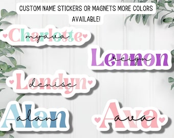 Kids name sticker, Custom name sticker, personalized sticker, name magnet, locker magnet, water bottle sticker, best friend gift, aesthetic