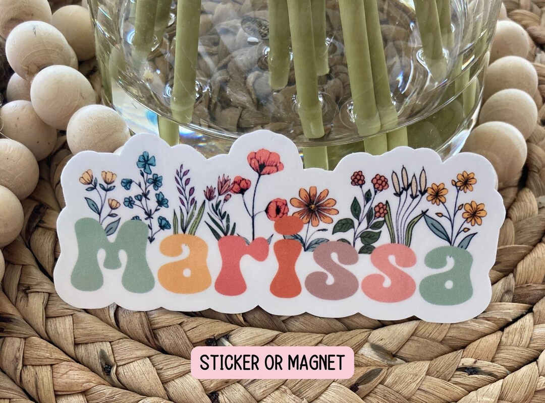 Beautiful Name Sticker Custom Name Sticker, Personalized Name Stickers, Wildflower Sticker ...