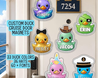 Personalized Duck Magnet: Cruise Cabin Decor, Name Magnet, Family Vacation, Girls trip cruising ducks