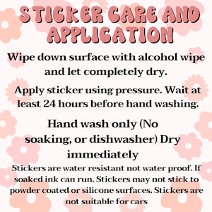 a poster with instructions to sticker care and application