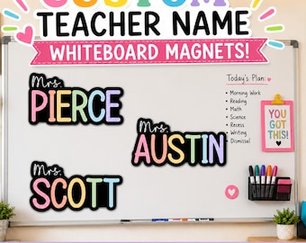 Personalized Teacher Name Magnet: Rainbow Classroom Decor
