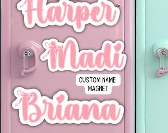 Coquette ribbon bow name Custom name Magnet personalized magnet cruise door magnet fridge magnet kids name magnet decor School locker magnet