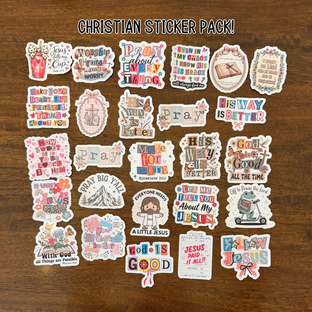 Christian Sticker Pack Bible Verse Faith Jesus Bundle Gift Easter ...