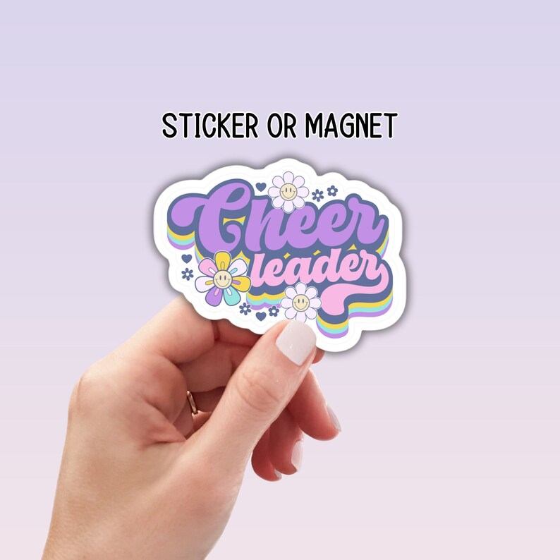 Retro Cheer Leader Sticker, Cheer Magnet, Cheer Magnet, Locker Magnet ...