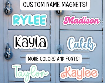Name Magnet personalized magnet custom magnet locker fridge magnet kids retro cursive locker decor high School locker cruise door gift