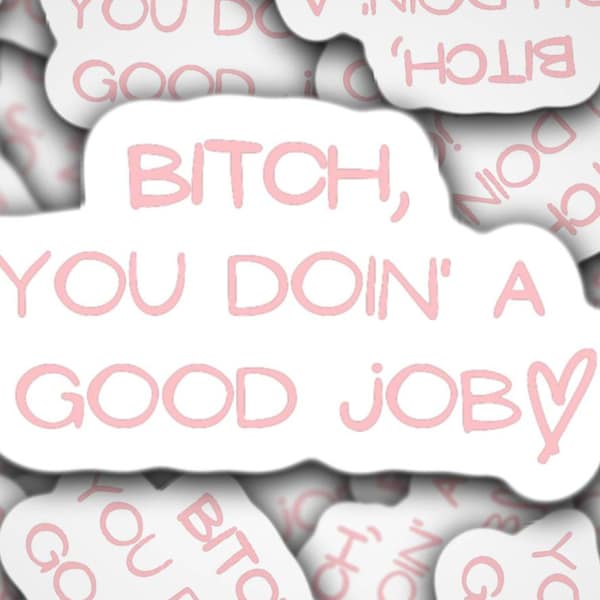 B*tch You Doing A Good Job sticker magnet  funny sticker swear word motivational sticker you're doing a good job water bottle lap top gift