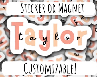 Personalized name stickers, Custom Name Stickers, aesthetic stickers, laptop decal, best friend gift, cute tumbler sticker, kids stickers