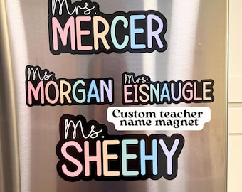 Personalized Teacher Name Magnet: Rainbow Classroom Decor