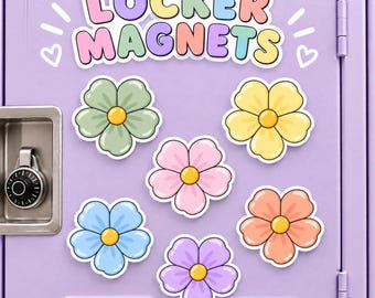 Retro flowers, locker decor, flower magnet, retro flower stickers, boho flowers, school locker, cute magnet, decoration for locker, notebook