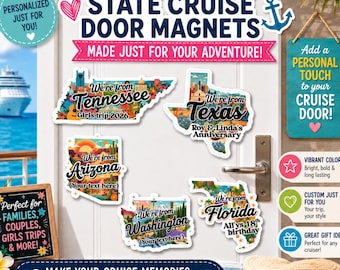 Personalized State Magnet: Cruise Door Decoration, Custom text Magnet Family vacation