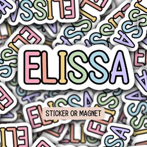 Kids name sticker Custom name sticker Personalized Custom Name Stickers Name magnet Water bottle sticker Tumbler cup stickers pastel letters