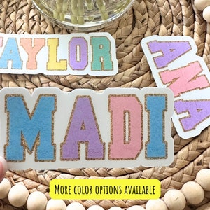 Chenille Name sticker Water bottle sticker Chenille letter Varsity name Personalized name sticker Custom kids name sticker Locker magnet