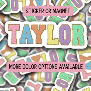 Chenille letters, Varsity name sticker, Personalized name stickers, Custom Name Stickers, Preppy name, kids name stickers, Water bottle name