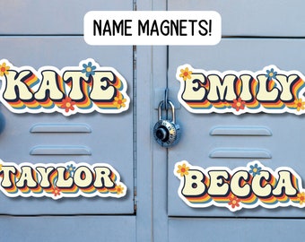 School locker magnet Custom name Magnet personalized magnet name magnet locker magnet fridge magnet kids name magnet locker decor Retro