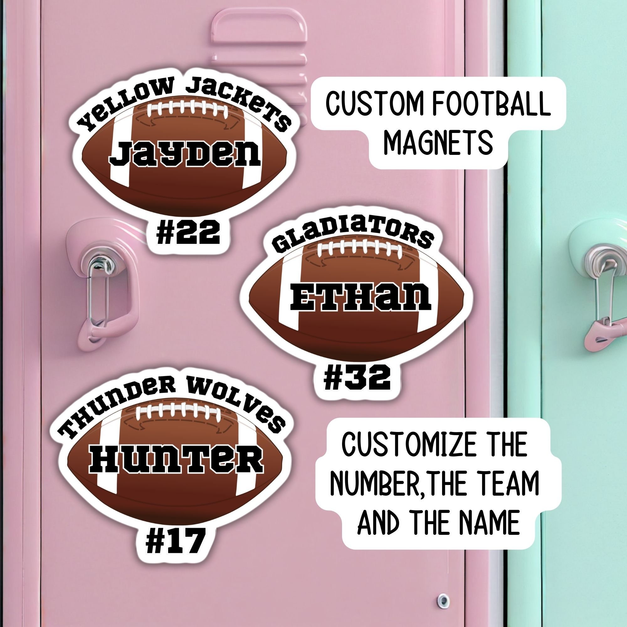 Football magnet baseball team gift football team name personalized football name locker magnet school team locker decoration custom football