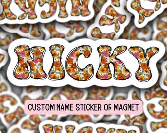 Water bottle name sticker, Custom Retro Name Sticker, Custom Name Sticker, Personalized Name Sticker, Name Magnet, Laptop Stickers, gift