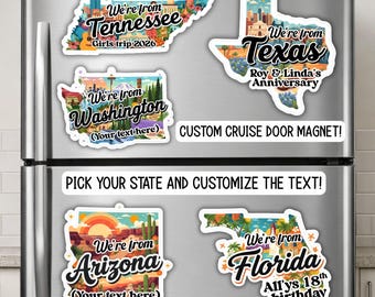 Personalized State Magnet: Cruise Door Decoration, Custom text Magnet