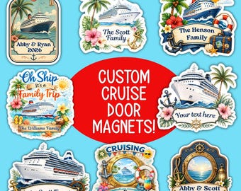 Custom text Cruise Door Magnet: Personalized Family, Girls Trip, Stateroom Decor, ship door
