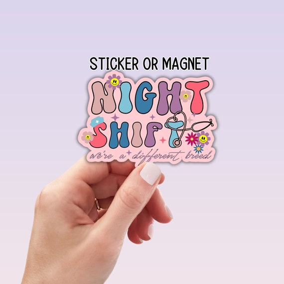 Night shift Nurse sticker RN LVN CNA nurse gift Registered nurse magnet healthcare water bottle nurse Retro nurse sticker lap top decal