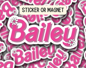 Custom name sticker, personalized name sticker, Retro font name sticker ,Kids Name sticker, Water bottle sticker, kids Party favor, daisy