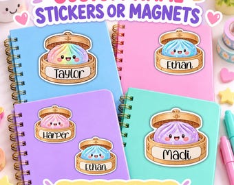 Kids custom name sticker Kawaii