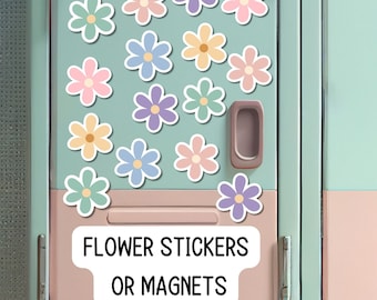 Retro flowers, locker decor, flower magnet, retro flower stickers, boho flowers, school locker, cute magnet, decoration for locker, notebook