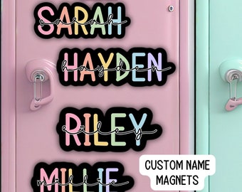 School locker magnet Custom name Magnet personalized magnet name magnet locker magnet fridge magnet kids name magnet locker decor Retro