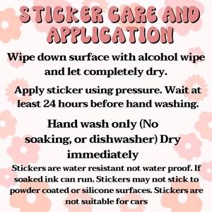 a poster with instructions to sticker care and application