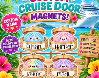 Personalized kids Magnet: Cruise Cabin Door Decoration, Family Vacation name magnet, locker magnet