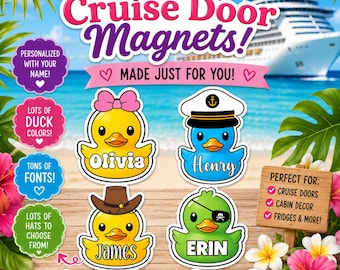 Personalized Duck Magnet: Cruise Cabin Decor, Name Magnet family