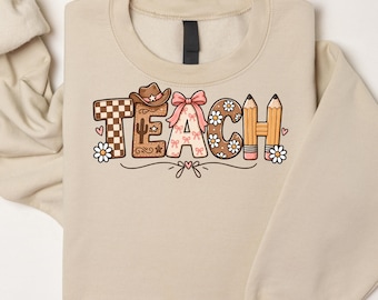 Western Teacher TEACH PNG Design: Classroom-Inspired, Sublimation Ready (Digital Download)