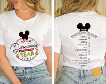 Disney dricker jorden runt-tröja, personligt namn Disneyworld-tröja, Disney Epcot-tröja med dryckesteam, Epcot mat- och vinfestivaltröja