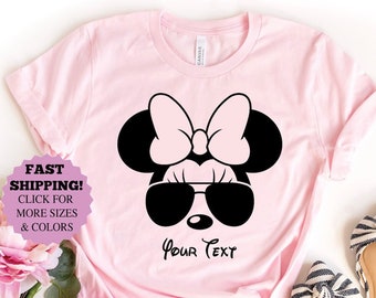 Minnie Sunglasses Shirt, Customized Disney Sweatshirt, Minnie Aviator Tee, Minnie Mouse Hoodie, Disney Mom Shirt, Disneyland Shirt for Women
