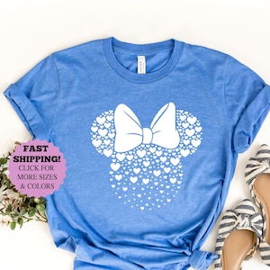Disney Minnie Heart Shirt, Minnie Hearts Tee, Minnie Mouse Shirt, Disney Shirt, Minnie Ears, Gift For, Minnie Valentine