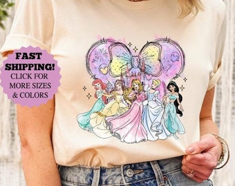 Camiseta del Castillo de Minnie de Disneyworld, sudadera con capucha de princesa Disney de acuarela, camiseta de cumpleaños de princesa