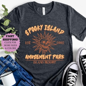 Retro Halloween Movie Sweatshirt: Spooky Island Disco Skull Tee