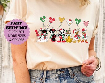 Mickey and Friends Christmas T-Shirt, Disney Xmas Family Vacation Sweatshirt, Funny Christmas, Disney Xmas Balloons Tee, Disney Trip Hoodie