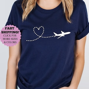 Airplane Heart Shirt, Vacation Shirt, Flight Attendant Tee, Airplane Shirt, Traveler Shirt, Adventurer Gift, Travel Shirt, Plane Lover Gift