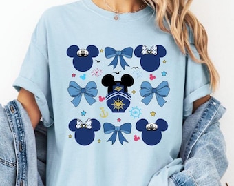 Camiseta de crucero de Mickey y Minnie con colores cómodos, camiseta de vacaciones en crucero de Disney, camiseta de crucero con lazo de Disney, camiseta de viaje en crucero familiar