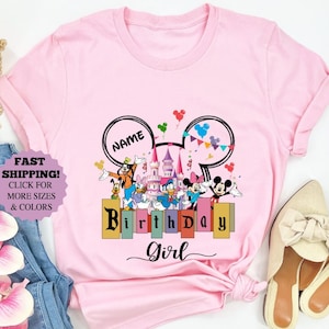 Personalized Disney Birthday Girl Shirt, Custom Mickey Birthday Squad Sweatshirt, Named Birthday Girl Castle Tee, Disney Family Trip Hoodie