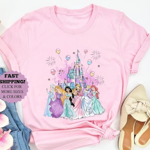 Vintage Disney Watercolor Princess Castle Shirt, Disney Princess Girls Trip Hoodie, Princess Birthday Girl Sweatshirt, Disney Birthday Gift