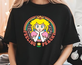 Comfort Colors® Retro Princess Peach T-Shirt, Princess Peach Mario T-Shirt Feeling Peachy Shirt, Mario Birthday Shirt, Funny Birthday Gift