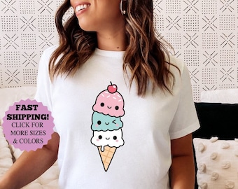 かわいいアイスクリームシャツ、サマーTシャツ